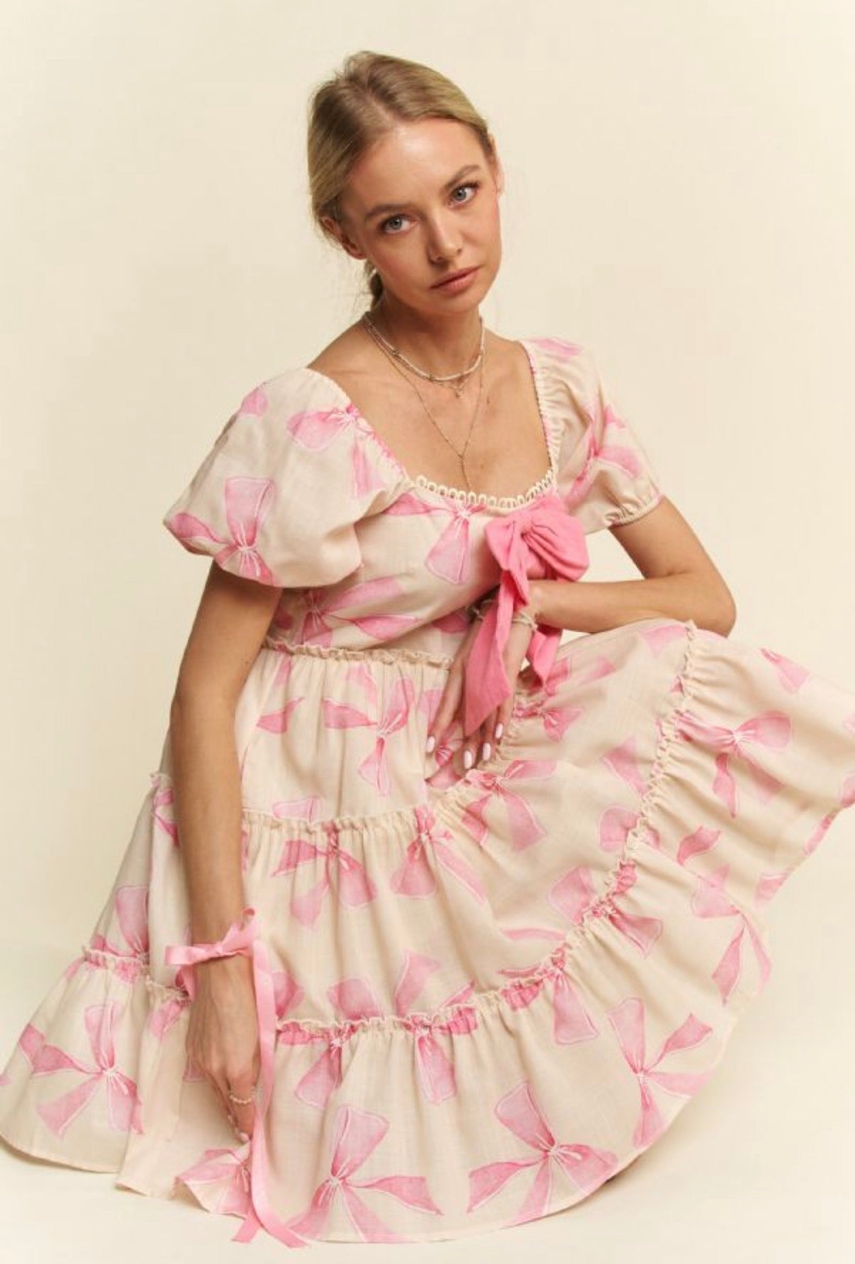 Margot Plus Bow Babydoll Dress
