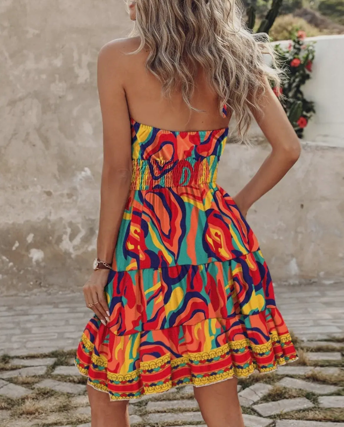 Bree Halter Dress with Tiered Ruffle Hem