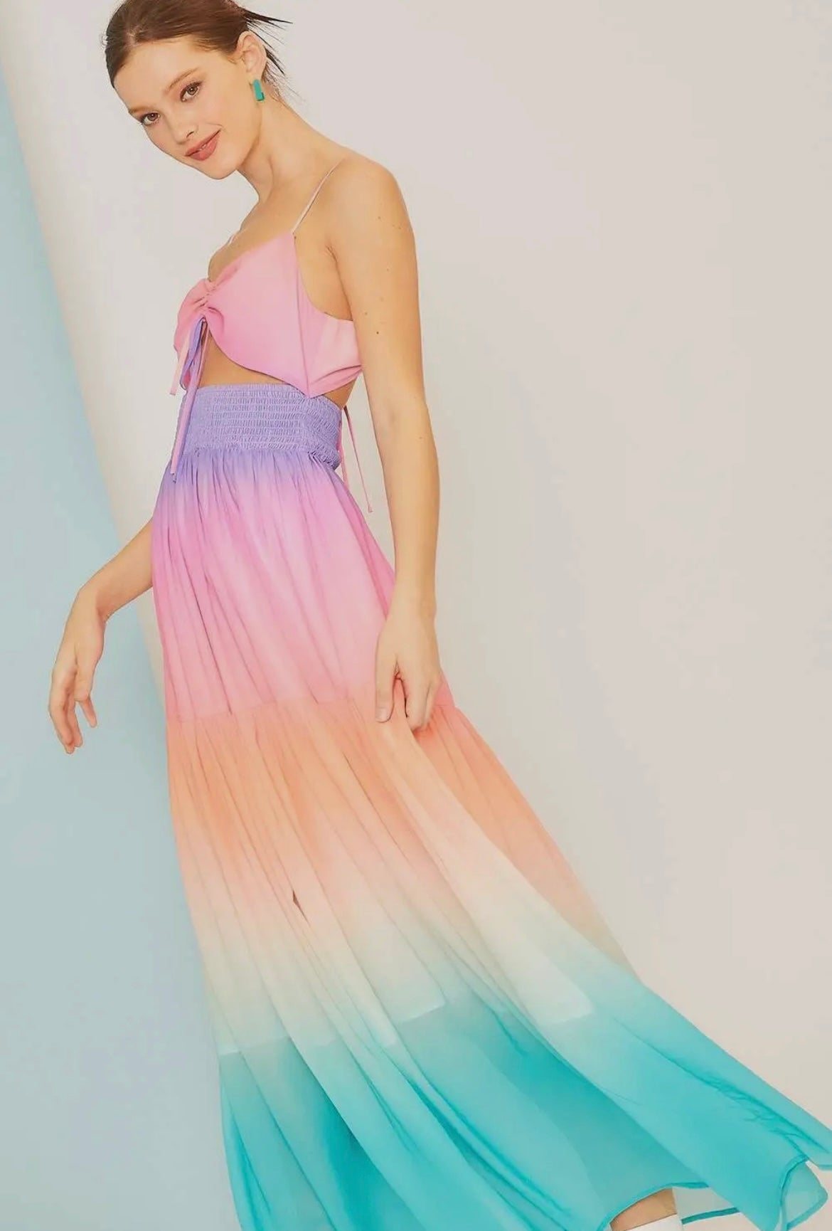 Aura Ombré Rainbow Maxi Dress