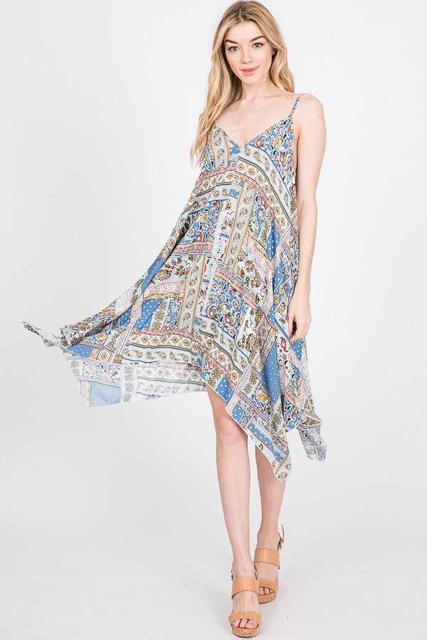 Capri Handkerchief Dress With Asymmetrical Hemline