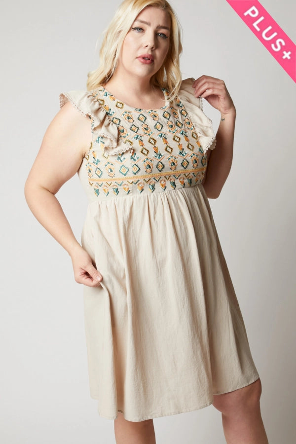 Josie Plus Ruffle Sleeve Dress With Pockets
