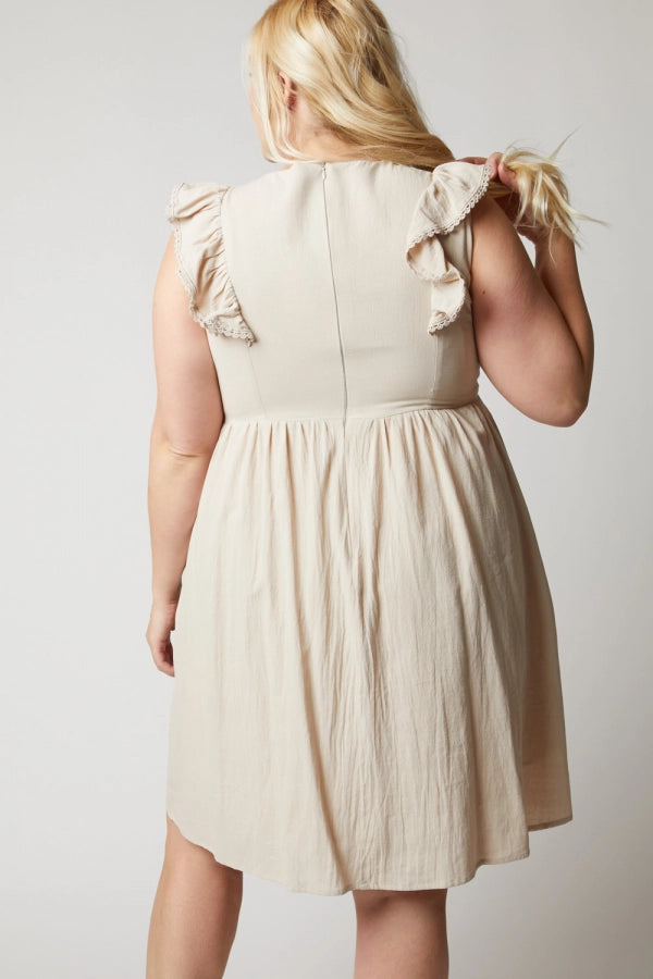 Josie Plus Ruffle Sleeve Dress With Pockets