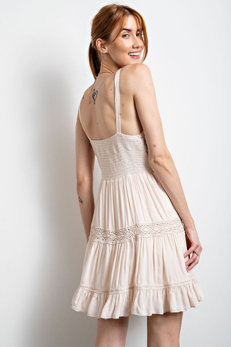 Sarina Crochet Tiered Mini Dress