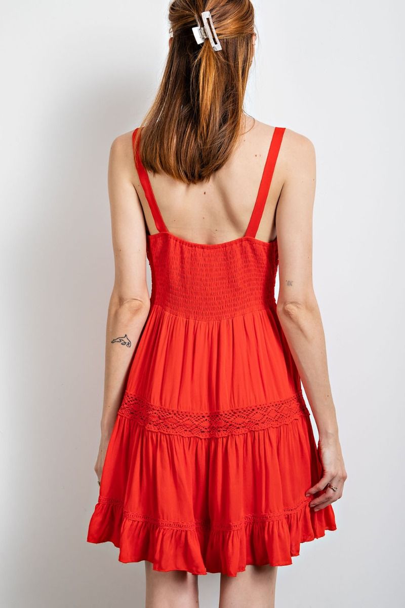 Sarina Crochet Tiered Mini Dress