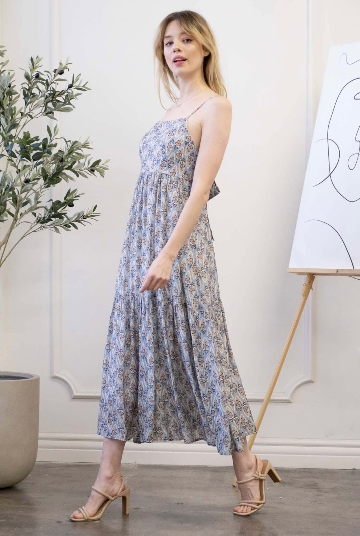 Bluebird Tie Back Midi Dress
