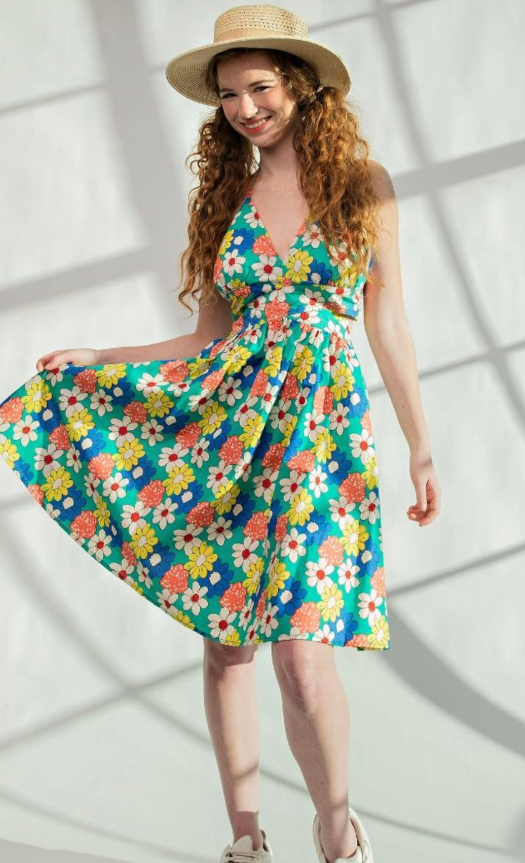 Lucy Retro Print Fit & Flare Mini Dress