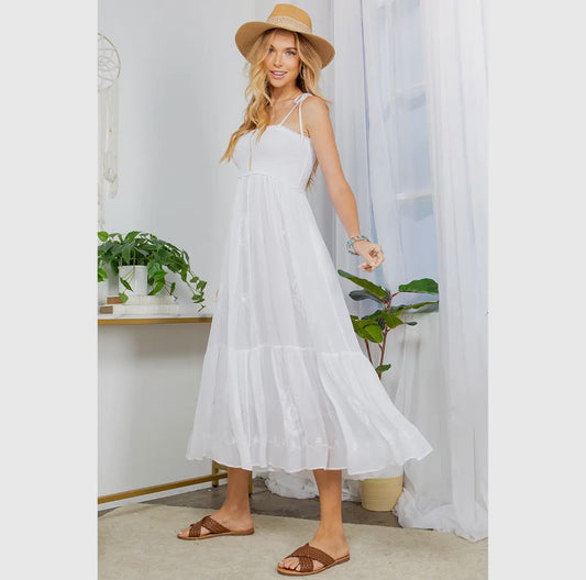 Waterlily Bohemian Tie Strap Midi Dress