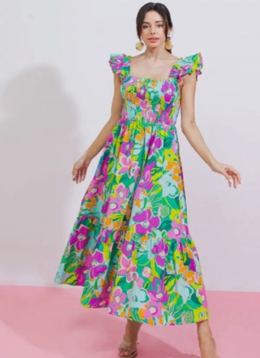 Blossom Ruffle Midi Dress