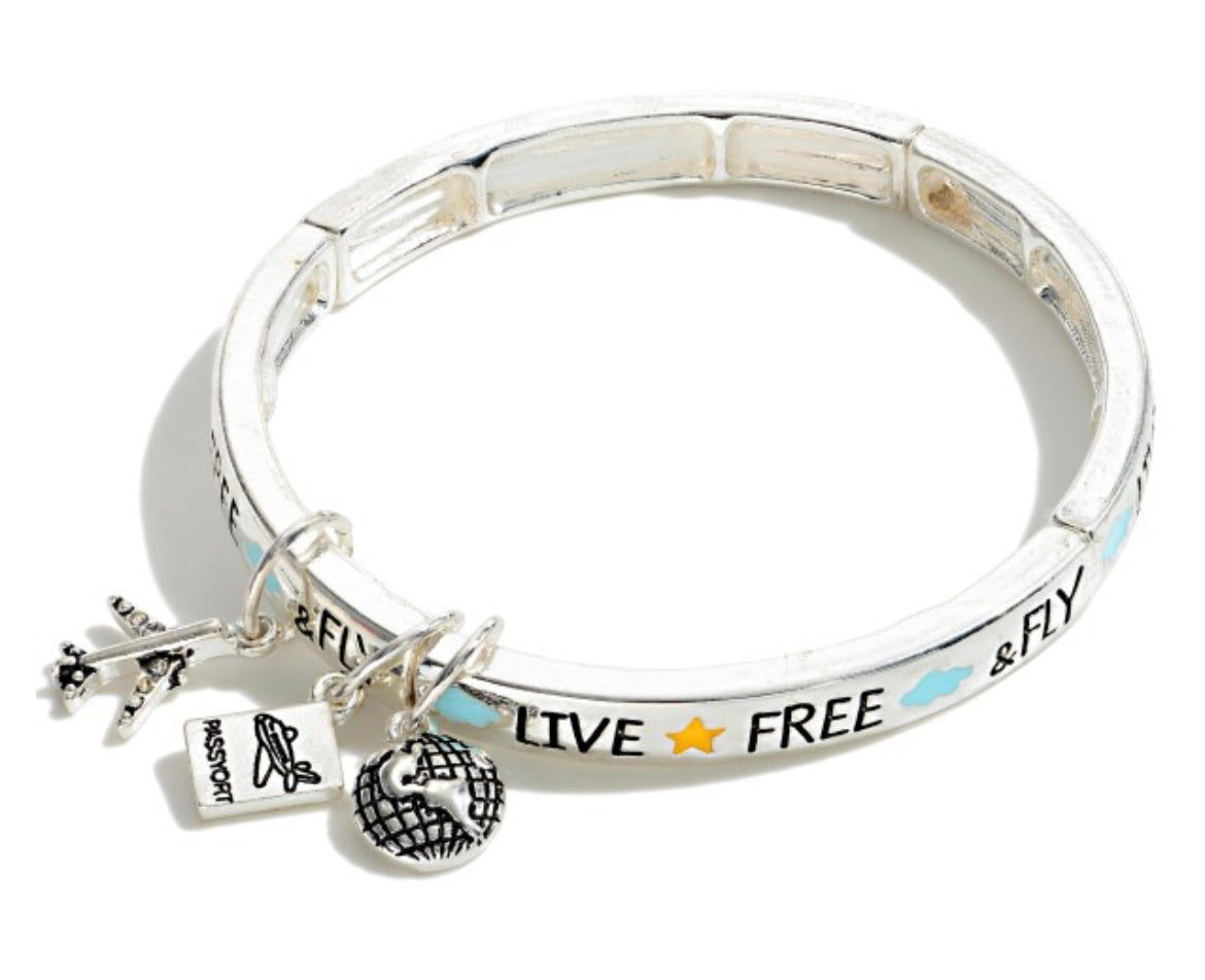 Live Free & Fly Charm Bangle Bracelet