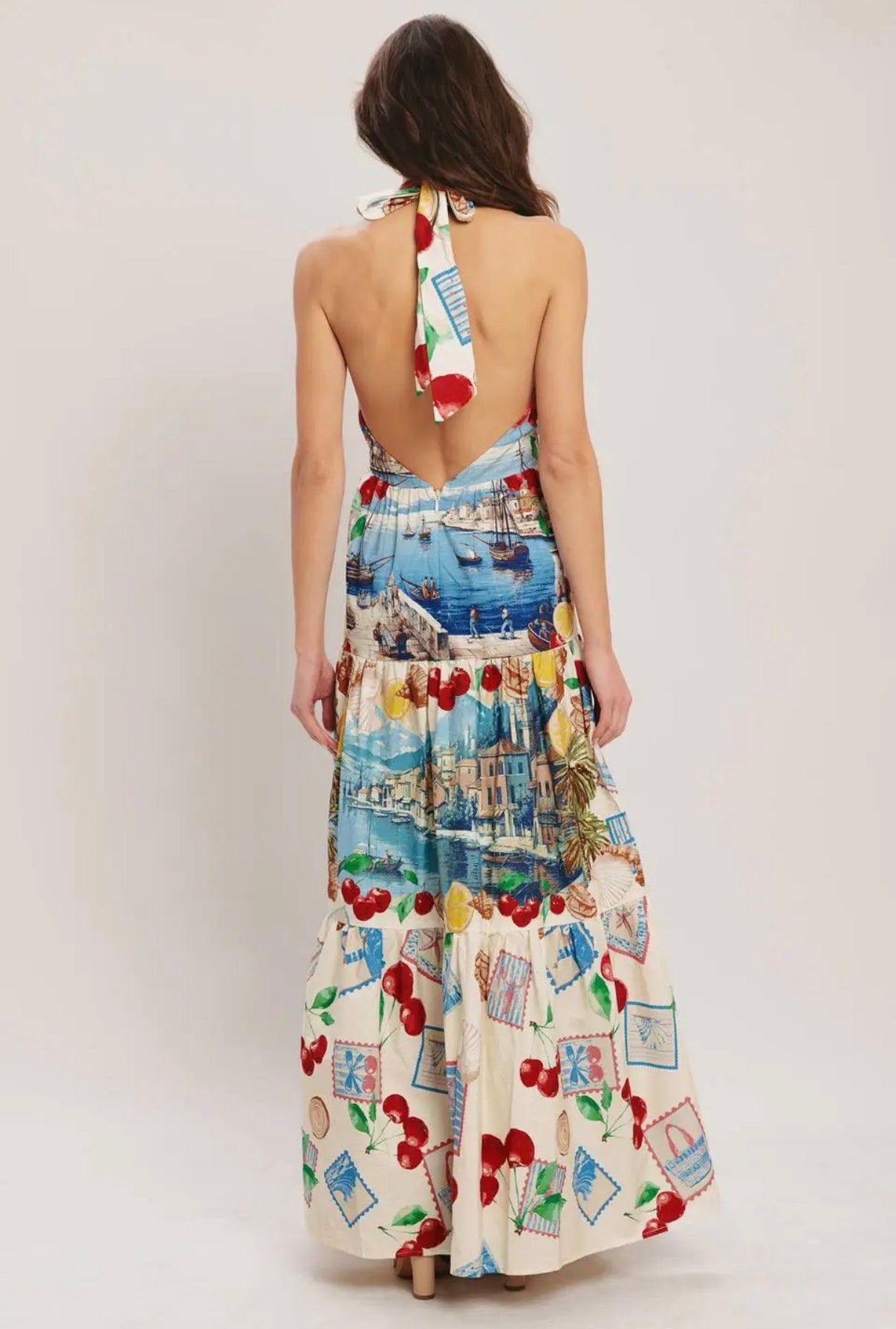 Delphine Open Back Halter Dress