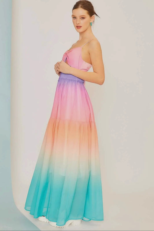 Aura Ombré Rainbow Maxi Dress