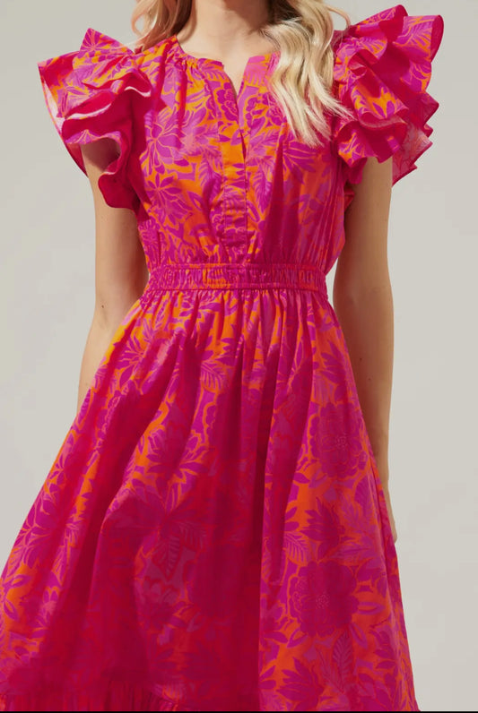 Sugarlips Bali Tropics Ruffle Sleeve Dress