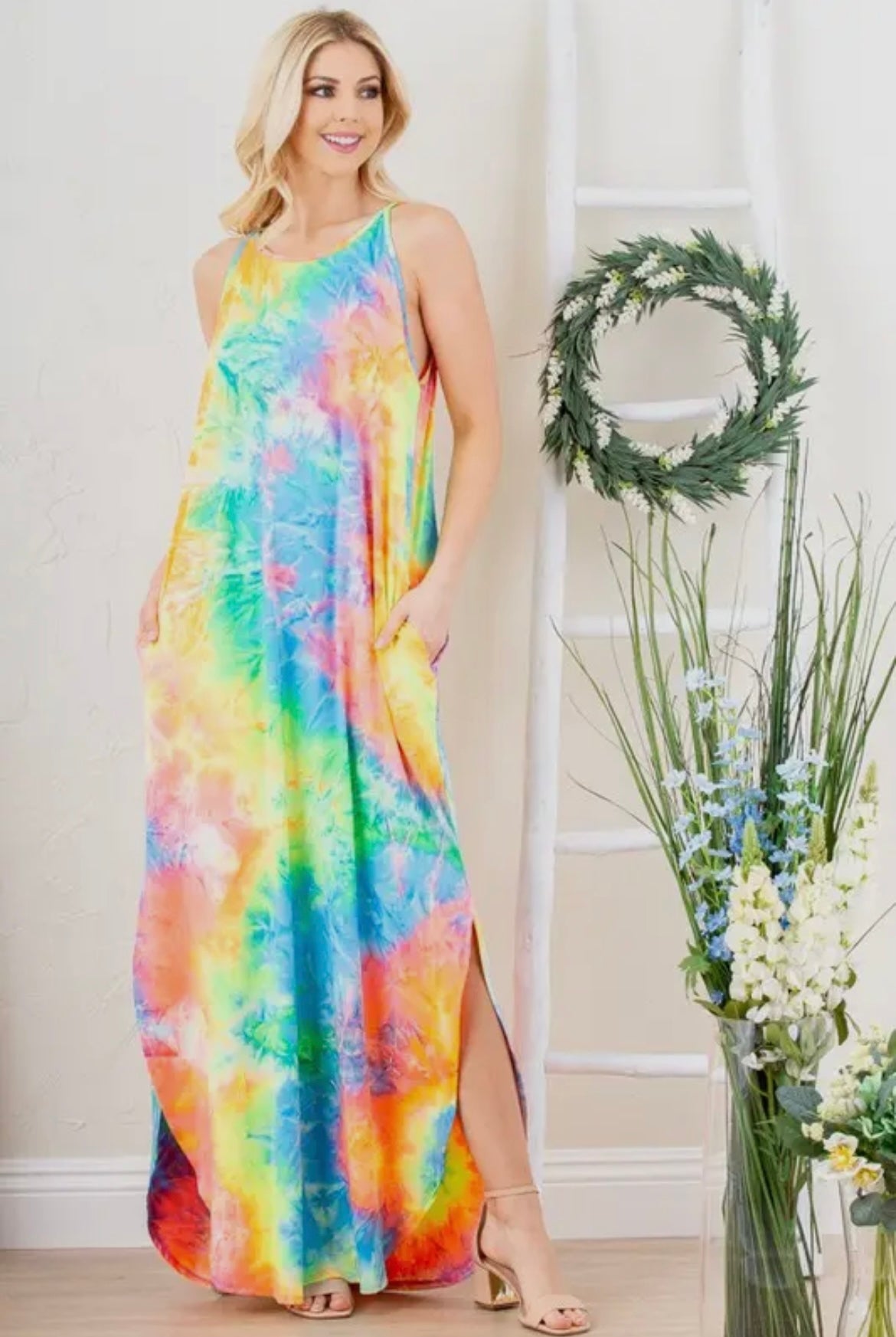 Prism Rainbow Tie Dye Maxi Dress