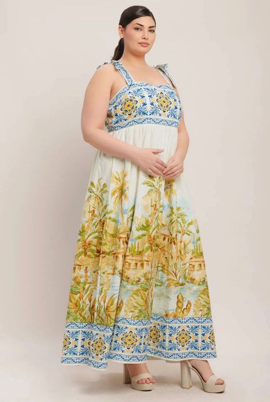 Verona Plus Tie Strap Maxi Dress