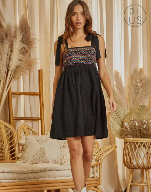 Patty Plus Embroidered Babydoll Dress