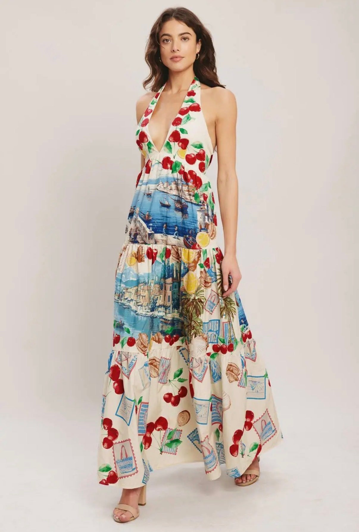 Delphine Open Back Halter Dress