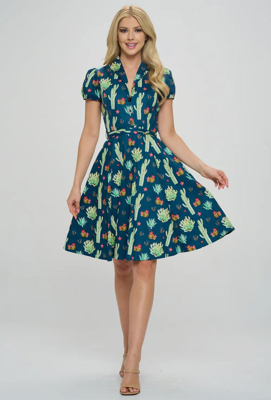 I’m Prickly Cactus Poplin Dress