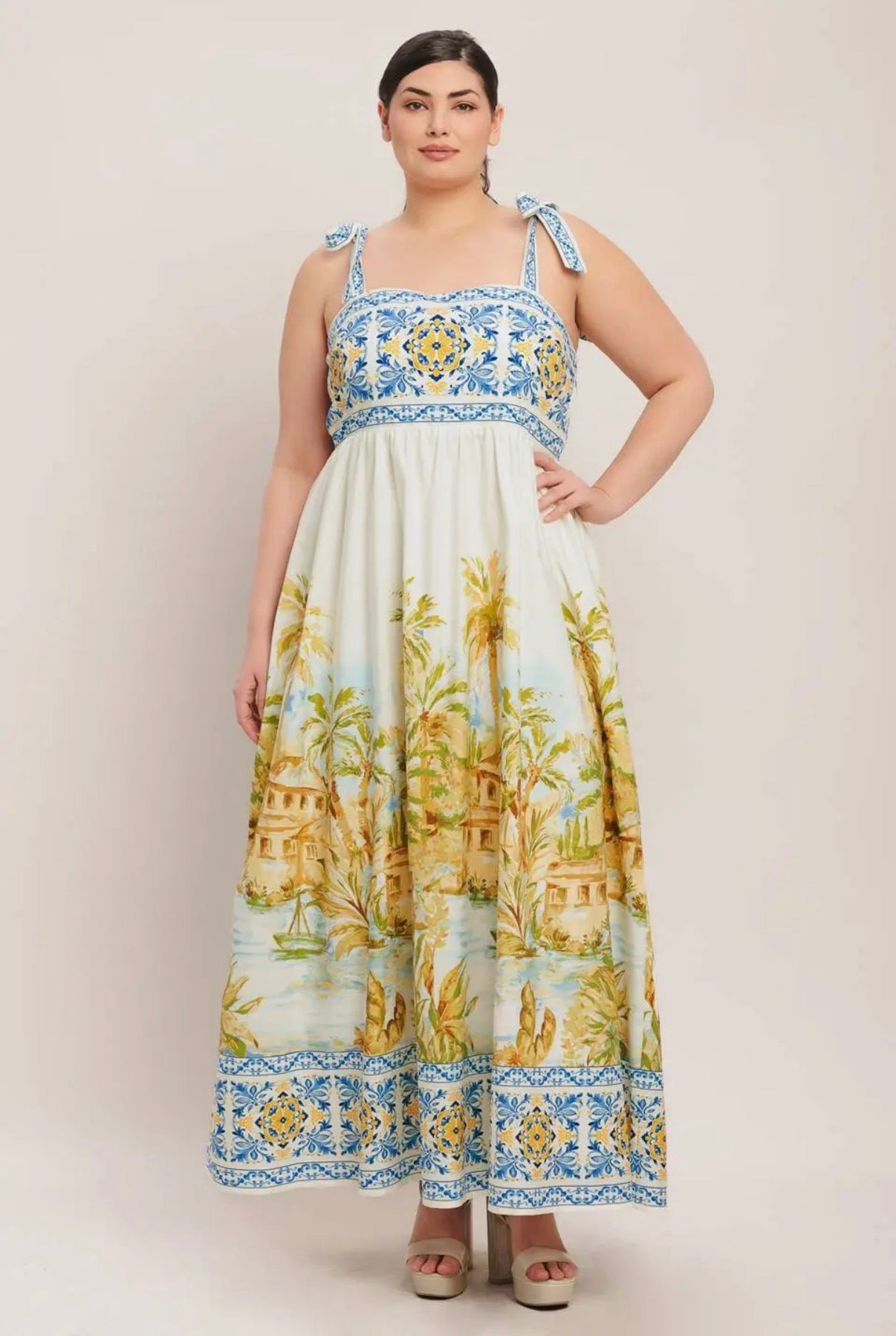 Verona Plus Tie Strap Maxi Dress