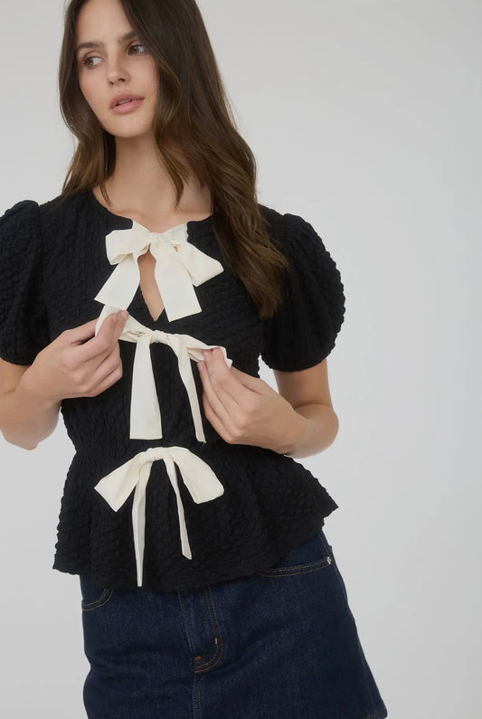 Jessa Bow Peplum Top