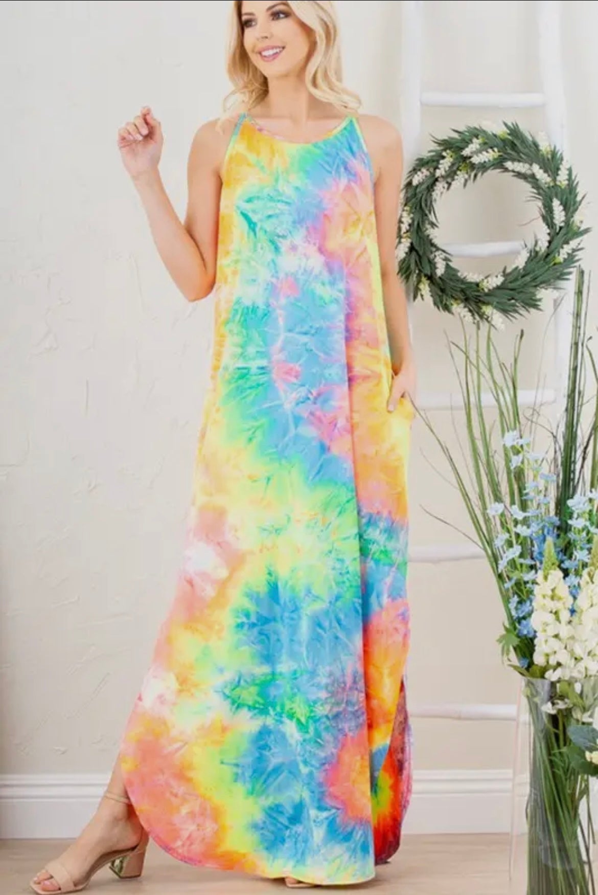 Prism Rainbow Tie Dye Maxi Dress