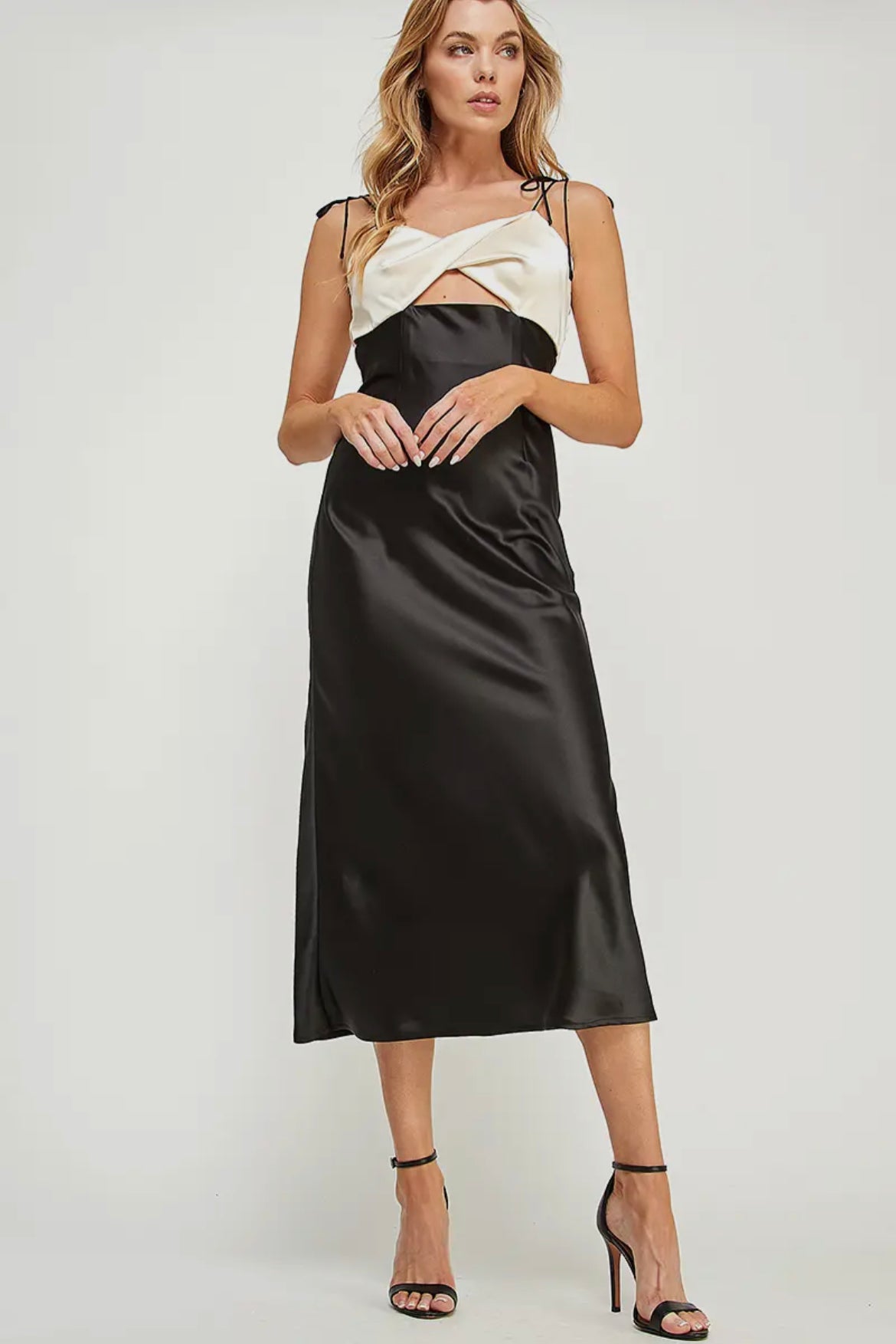 Aurelia Twist-Front Tuxedo Dress