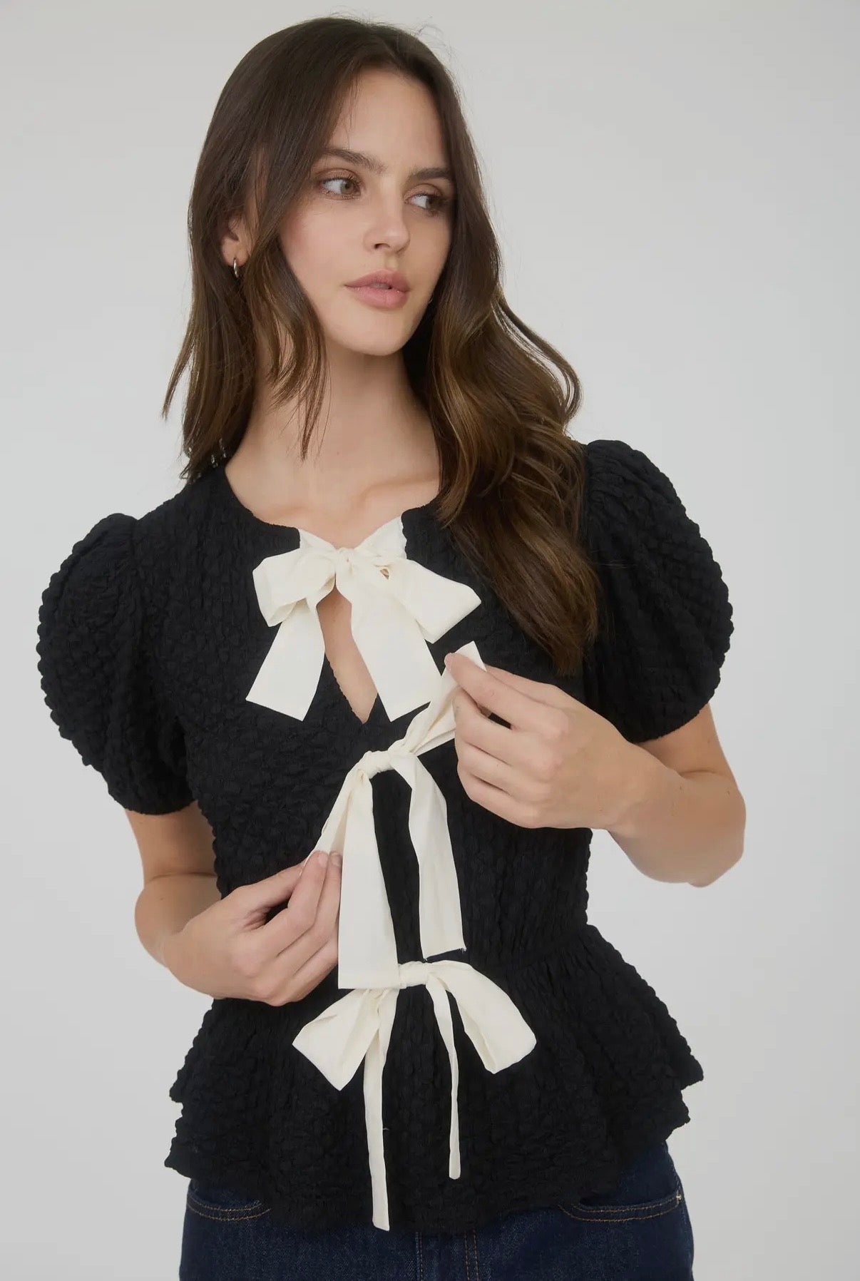 Jessa Bow Peplum Top