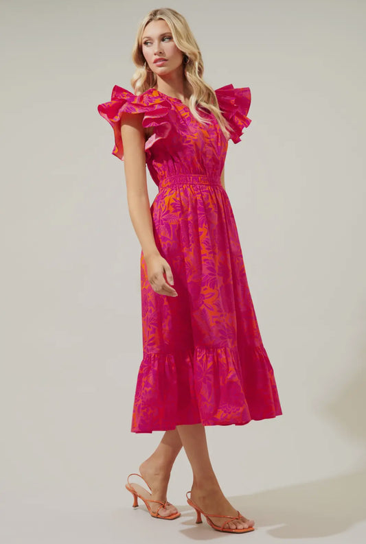 Sugarlips Bali Tropics Ruffle Sleeve Dress