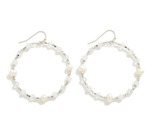 Diana Crystal Pearl Hoop Earrings