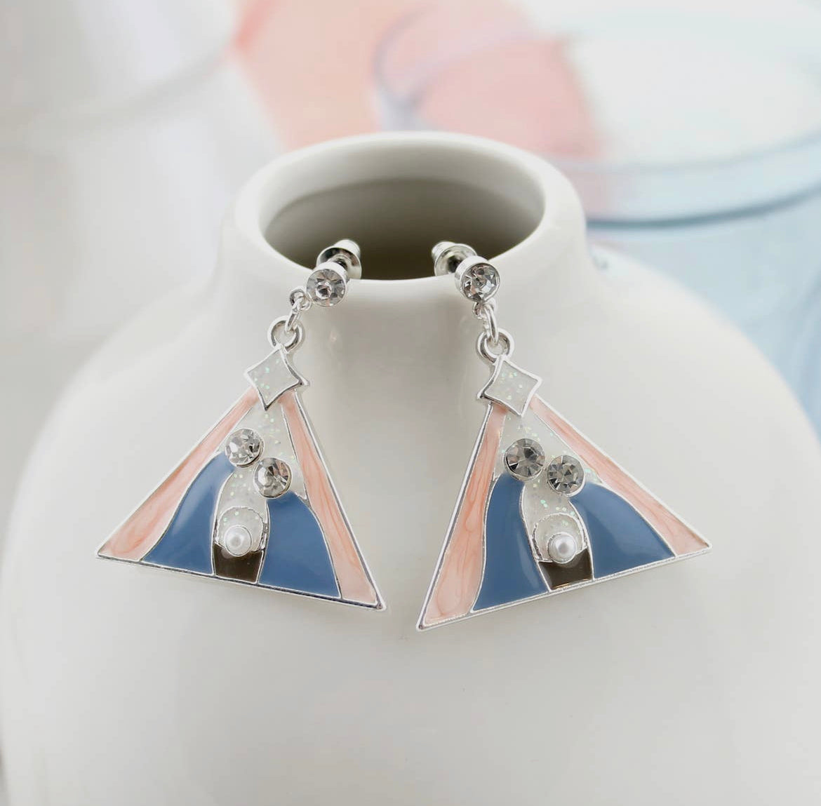 Art Deco Nativity Enamel Earrings