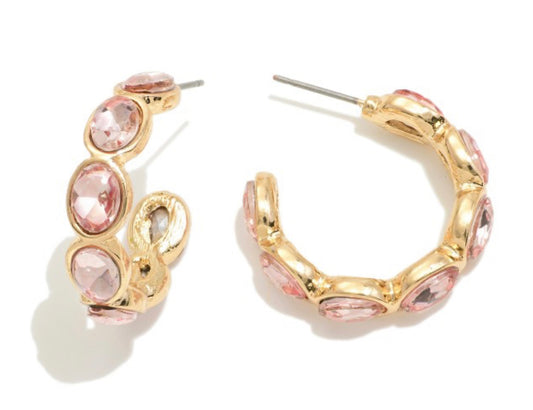 Meg Pink Stone Hoops