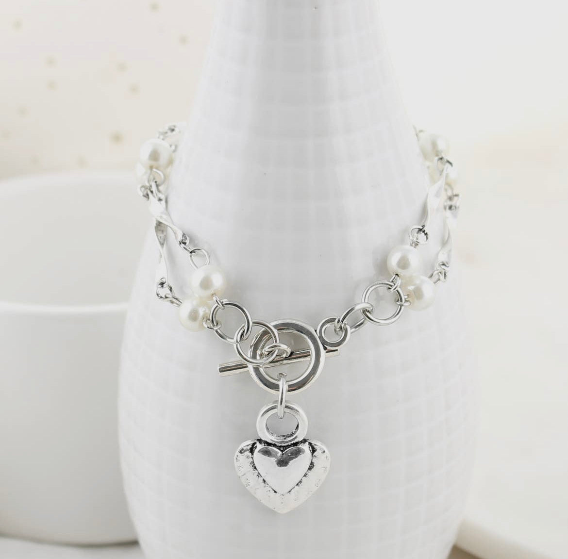 Love Is All Around Heart Toggle Bracelet