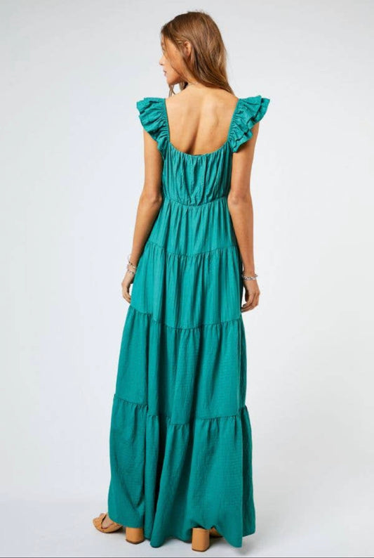 Jade Plus Ruffle Sleeve TieredMaxi Dress