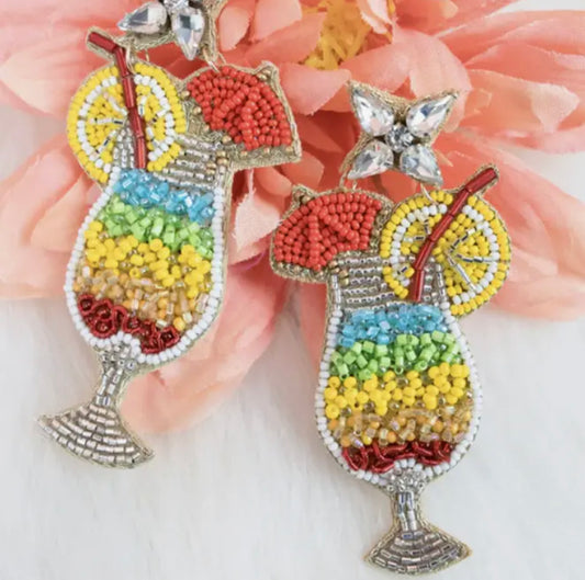 Dream Vacation Cocktail Seed Bead Earrings