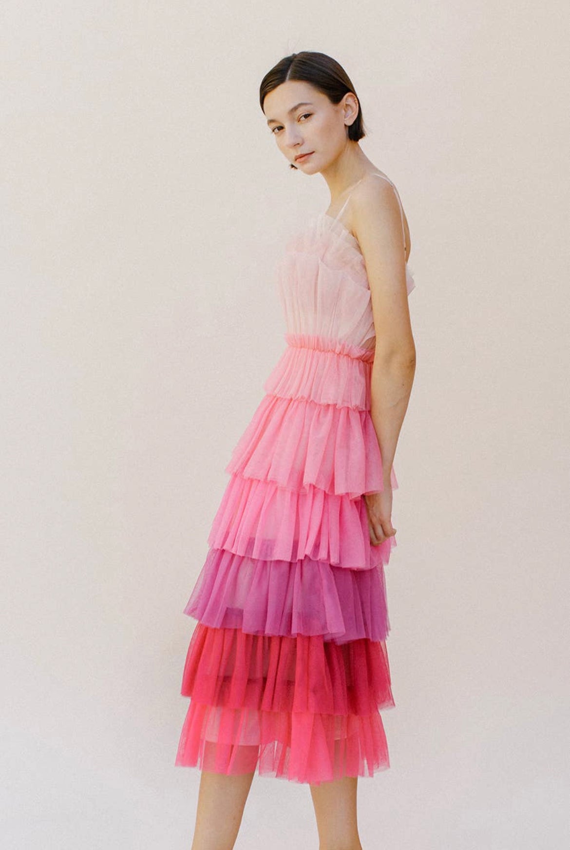 Paris Tiered Tulle Midi Dress