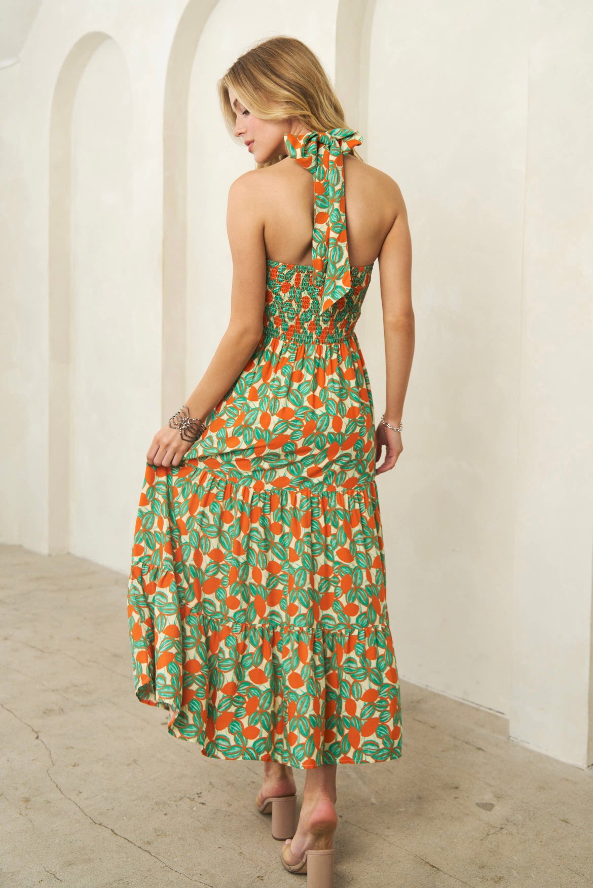 Clementine Plus Halter Tie Back Maxi Dress