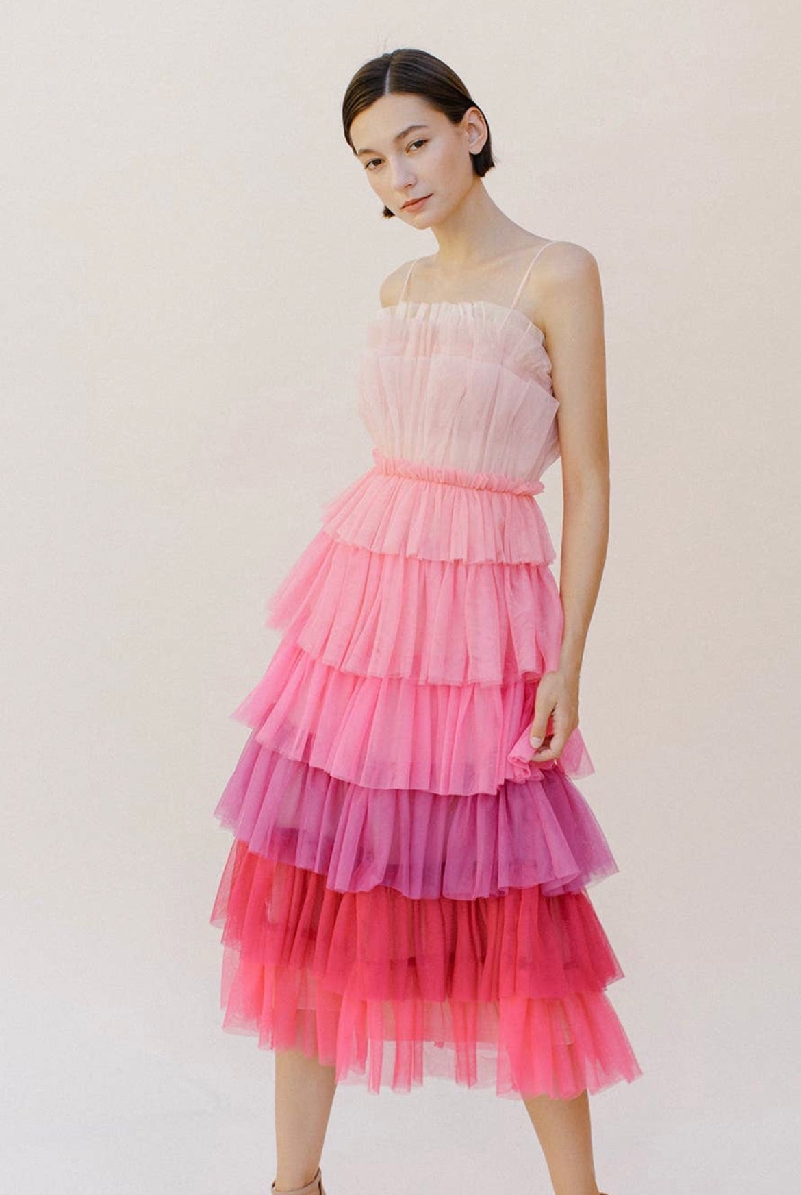 Paris Tiered Tulle Midi Dress