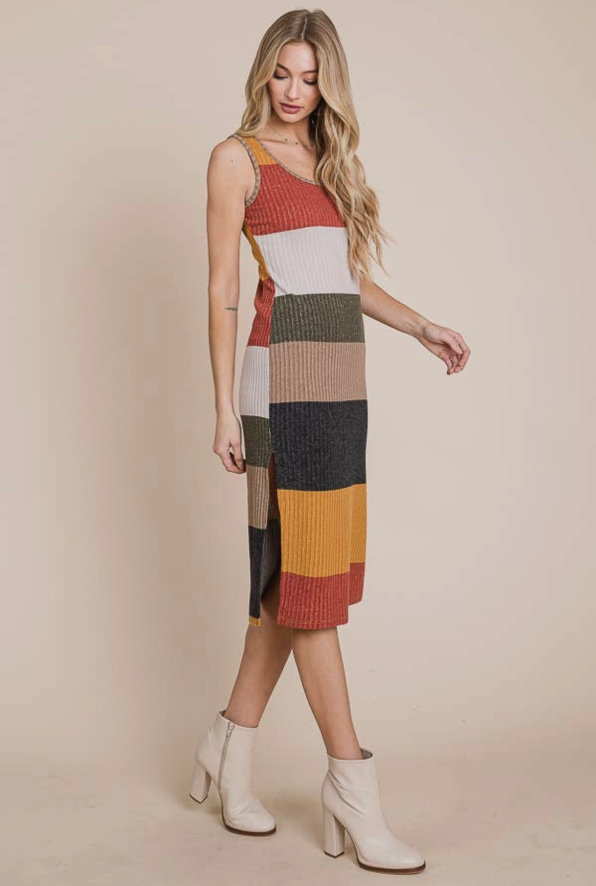 Indian Summer Color Block Sweater Dress