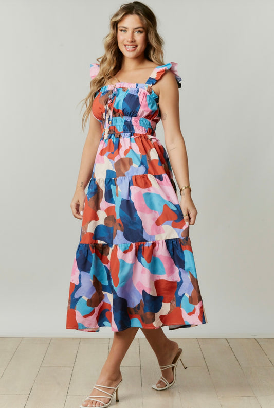Kendy Geometric Midi Dress