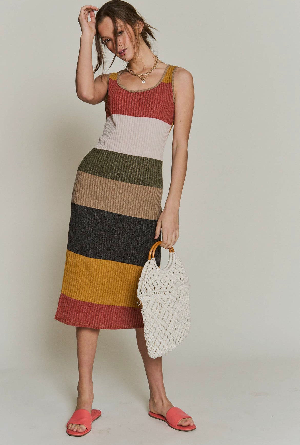 Indian Summer Color Block Sweater Dress