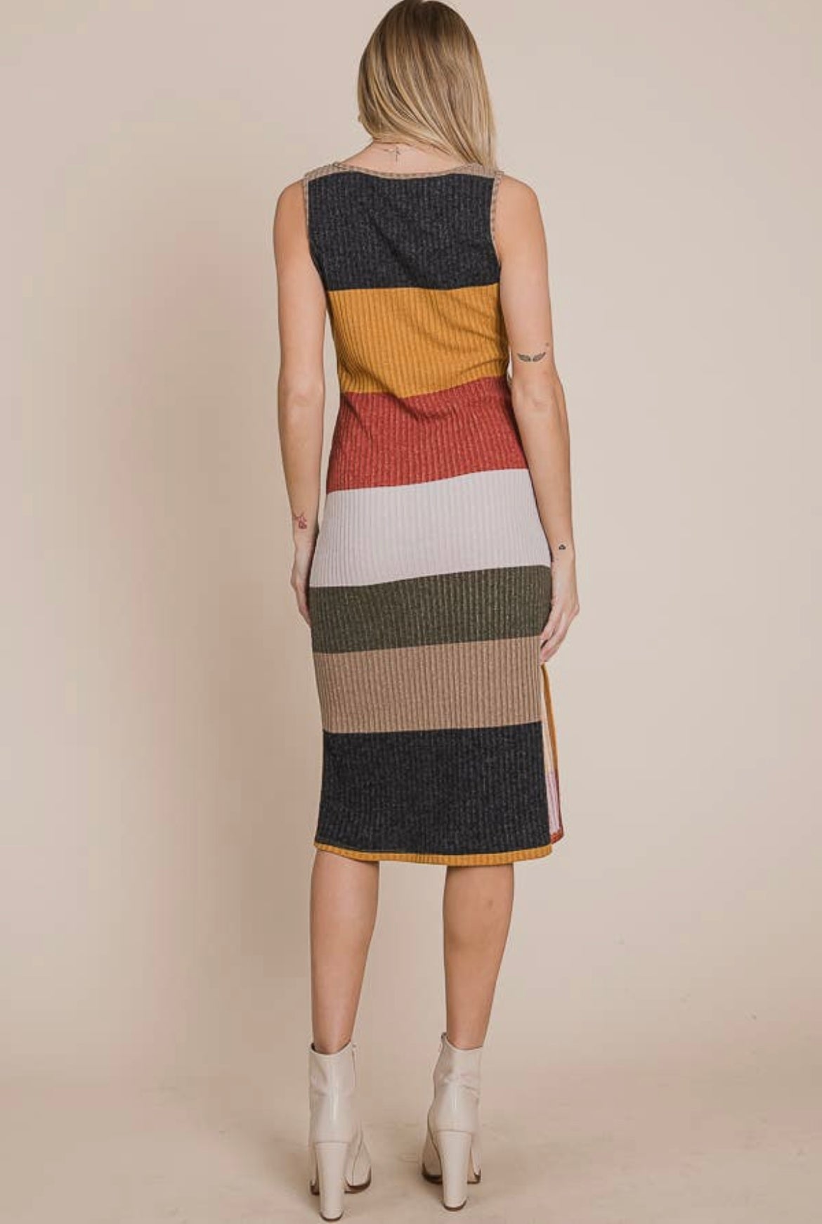 Indian Summer Color Block Sweater Dress