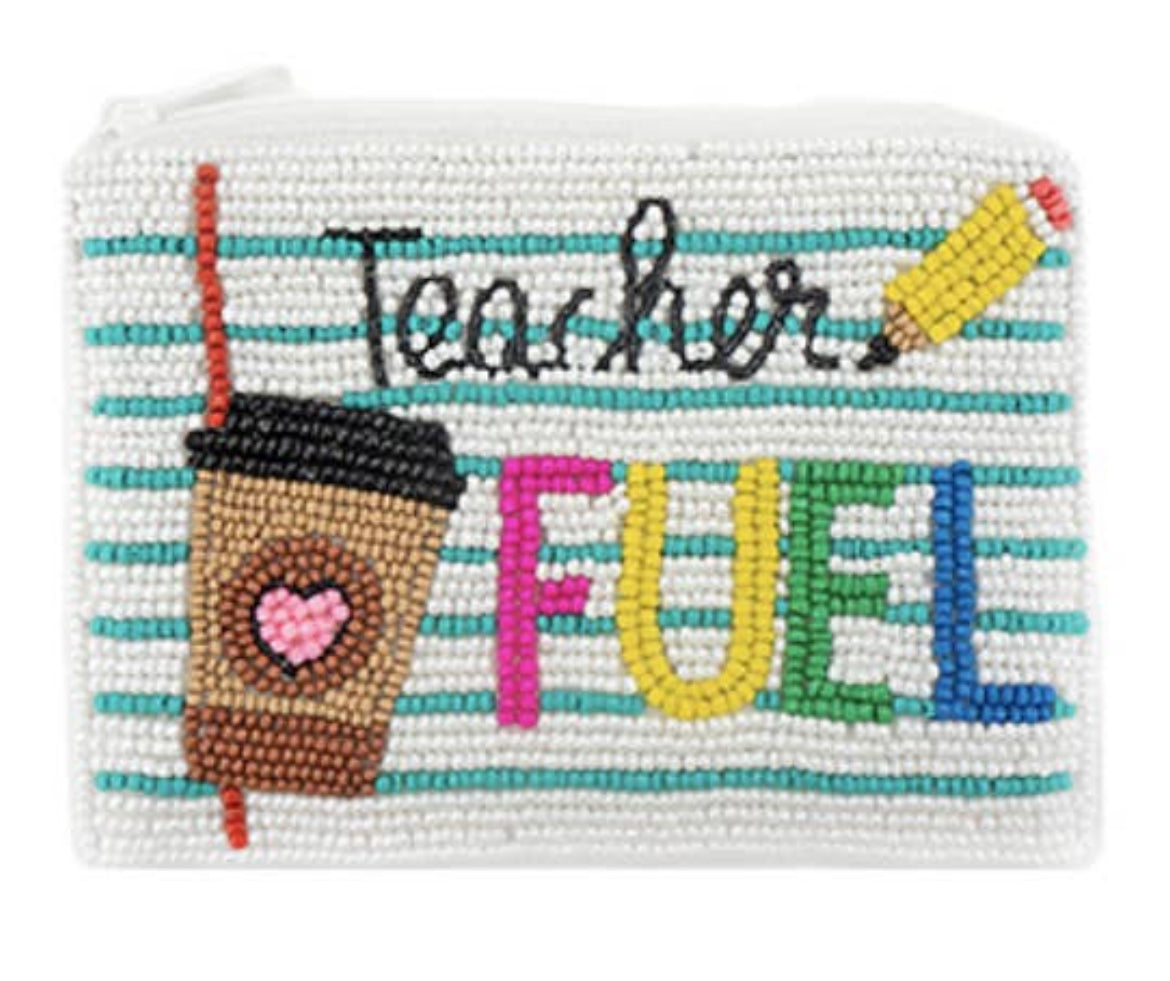 Teacher Fuel Seed Bead Coin Purse