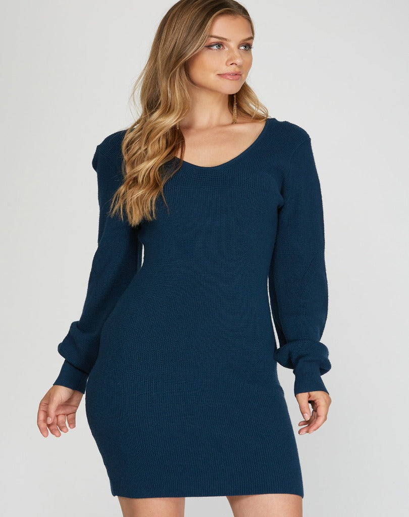 Langleigh Long Balloon Sleeve Sweater Dress