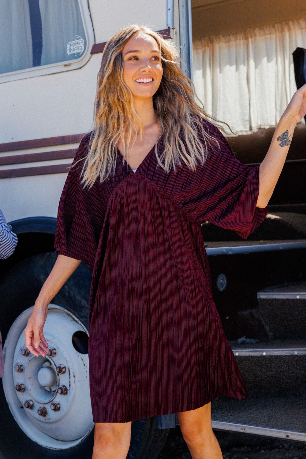 Demi Textured Velvet Kimono Dress