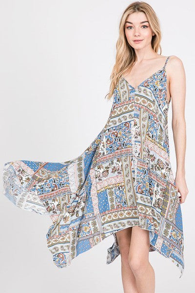 Capri Handkerchief Dress With Asymmetrical Hemline
