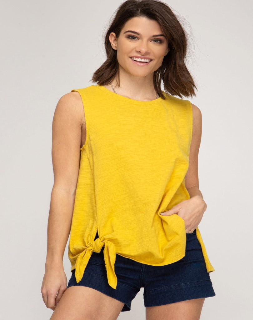 Anna Sleeveless Knit Top With Side Tie