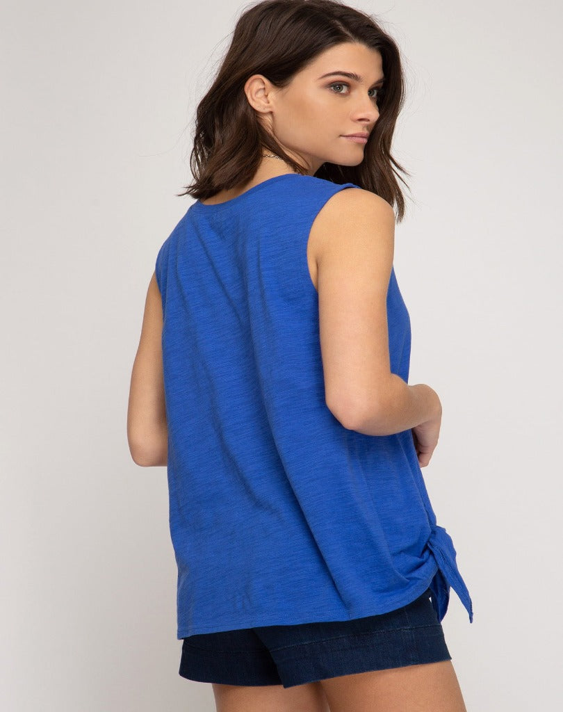 Anna Sleeveless Knit Top With Side Tie