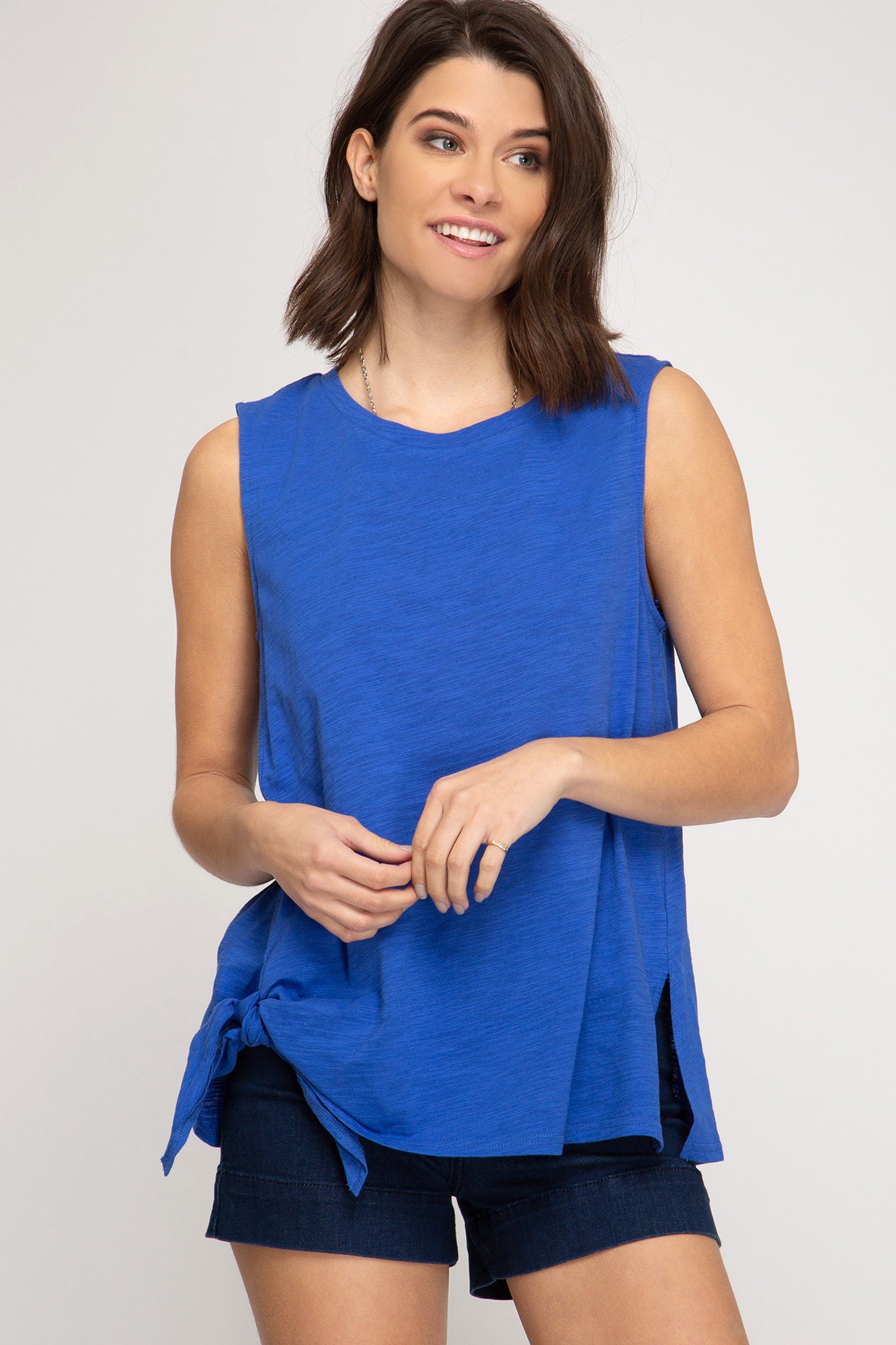 Anna Sleeveless Knit Top With Side Tie