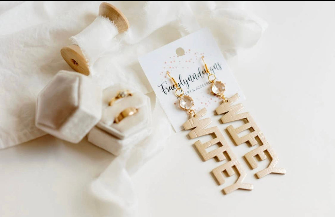 Wifey Dangle Cork Earrings