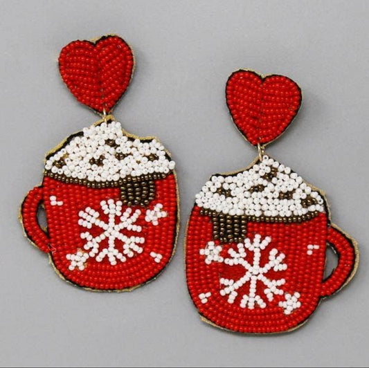 Holiday Hot Cocoa Seed Bead Earrings