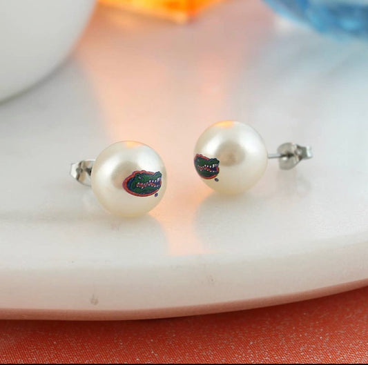 Florida Gator Pearl Studs